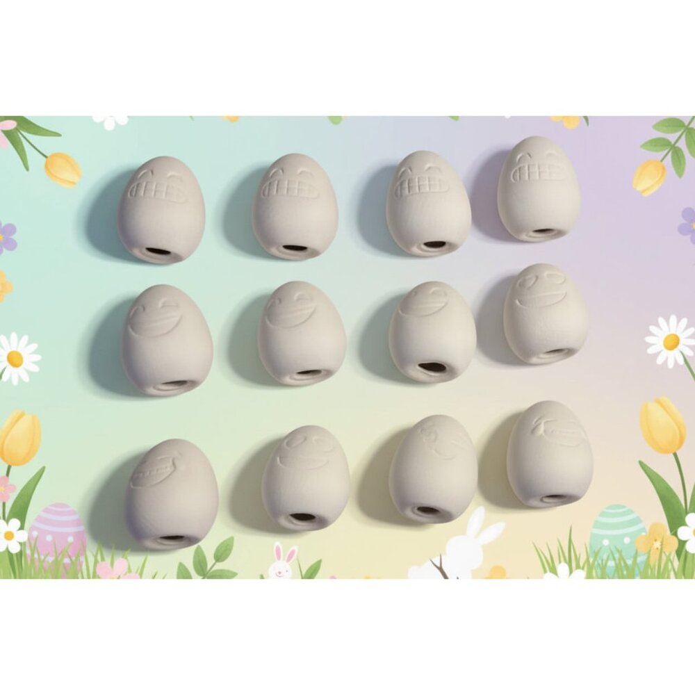 Ceramic Emoji Easter Eggs about 2.5” tall - DIY Painting‎ craft